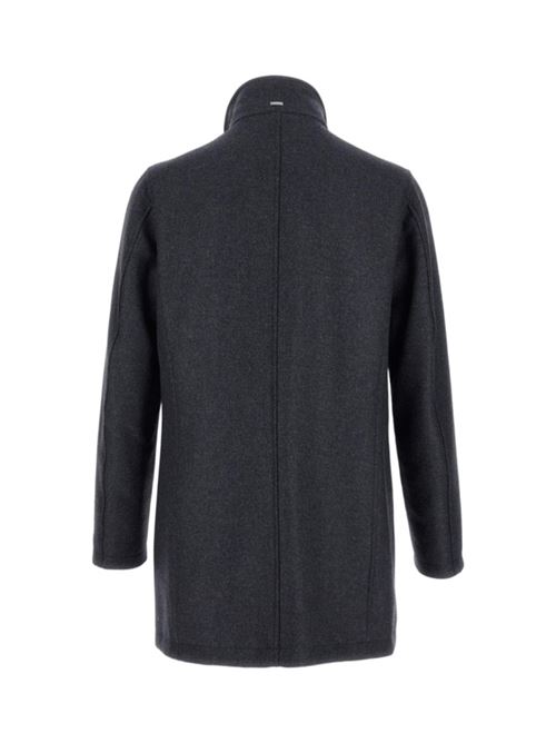 Cappotto da uomo, lunghezza 3/4 con collo in ecopelliccia misto lana colore grigio antracite HERNO | CA000214U33432R9490